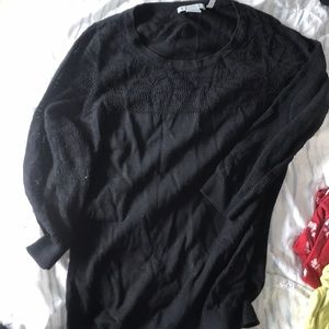 Black detailed crew sweater H&M